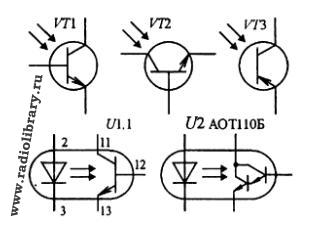 Условное обозначение фототранзисторов и оптронов