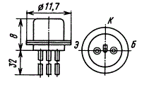 Цоколевка и размеры транзистора ГТ308Г