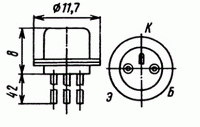 Цоколевка и размеры транзистора ГТ402Г