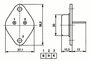Цоколевка и размеры транзистора КТ710А
