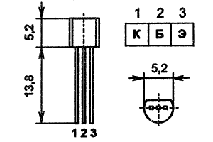 Цоколевка и размеры транзистора КТ345Б