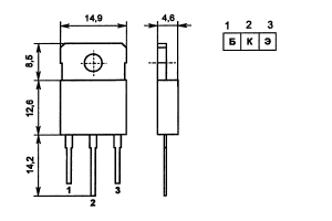 Цоколевка и размеры транзистора КТ872Б