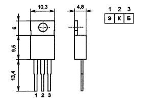 Цоколевка и размеры транзистора КТ837Ф