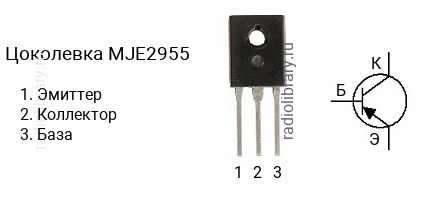 Цоколевка транзистора MJE2955