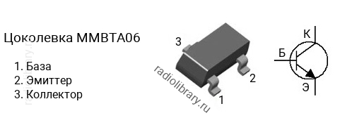 Цоколевка транзистора MMBTA06