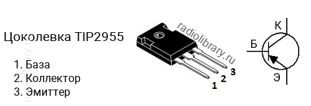 Цоколевка транзистора TIP2955