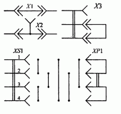 Условное обозначение перемычек и вставок-переключателей