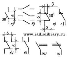 Условное обозначение выключателей и переключателей
