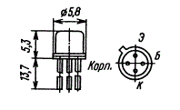 Цоколевка и размеры транзистора ГТ322Г 
