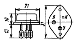 Цоколевка и размеры транзистора П201АЭ
