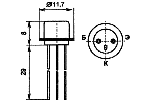 Цоколевка и размеры транзистора КТ601А