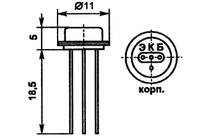 Цоколевка и размеры транзистора ГТ313А