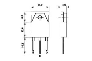 Цоколевка и размеры транзистора КТ8127В1
