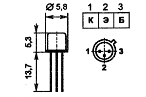 Цоколевка и размеры транзистора КТ208В