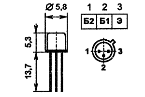 Цоколевка и размеры транзистора КТ117В