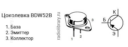 Цоколевка транзистора BDW52B