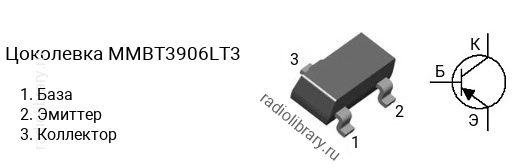 Цоколевка транзистора MMBT3906LT3