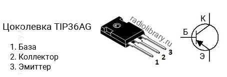 Цоколевка транзистора TIP36AG